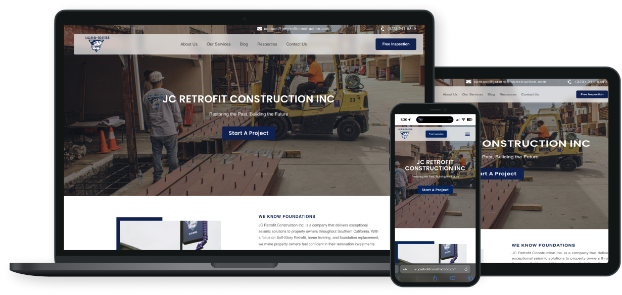 Website we built for a construction and remodeling contractor
